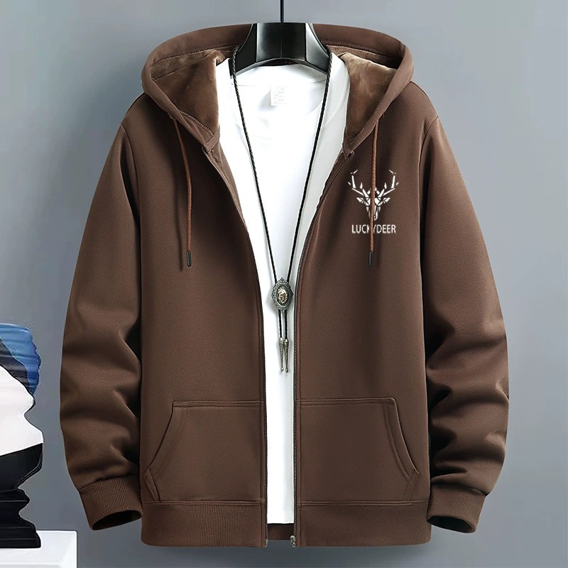 Cardigan sweater men's spring and fall American tide hooded couple's clothes loose sports zipper jacket cross-border large size m035