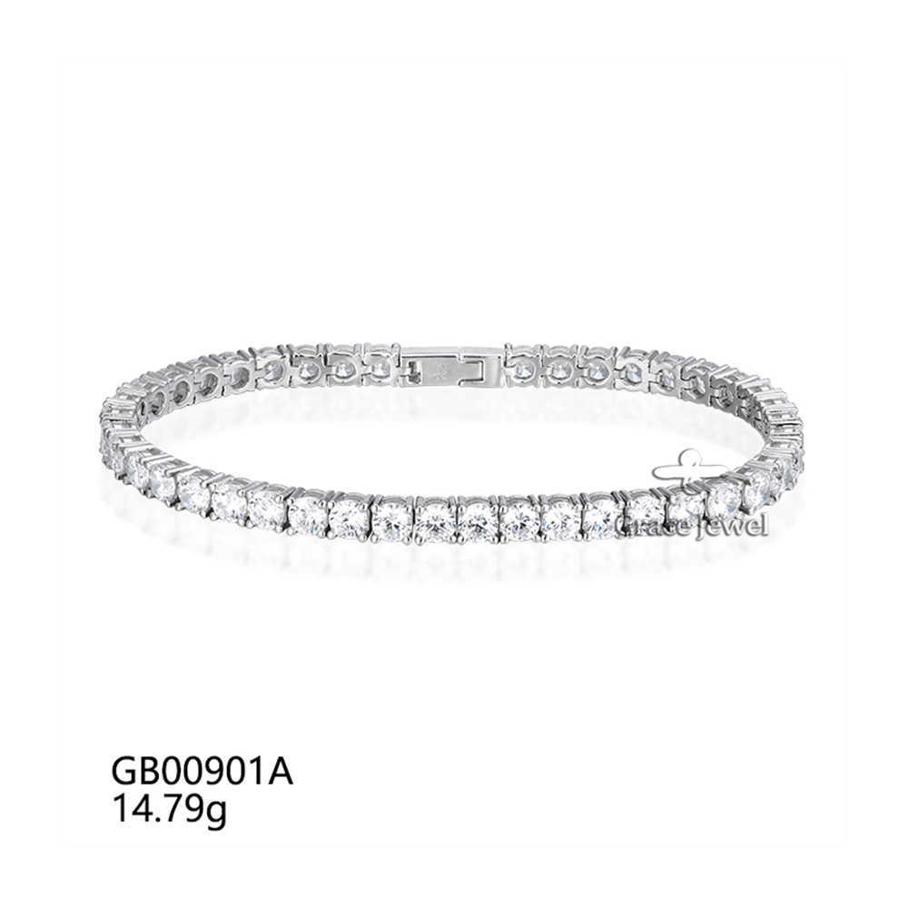 Grace Jewelry Personalized Custom Zircon Trendy Gemstone Men Classy Sterling Silver 925 Luxury Bracelet for Women