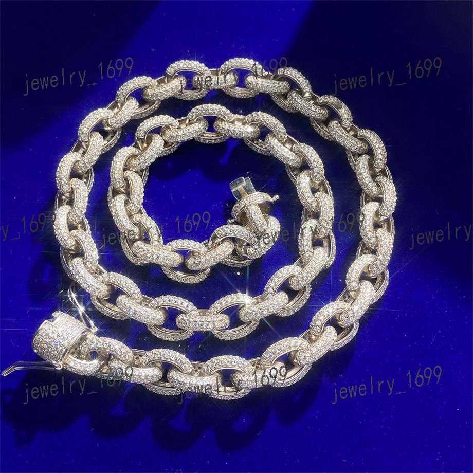 Fashion Hip Hop Iced Out Moissanite pendant necklace VVS Diamond 14k Gold Plated Moissanite Rolo Chain Necklace