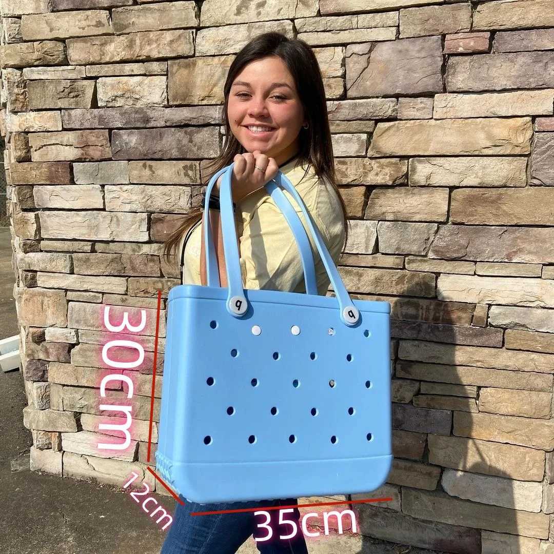 Fi Beach Bag Rubber Waterproof Basket Large Capacity Summer Storage Shoder Handbag Travel Wen Tote Shopping Bags Z250113