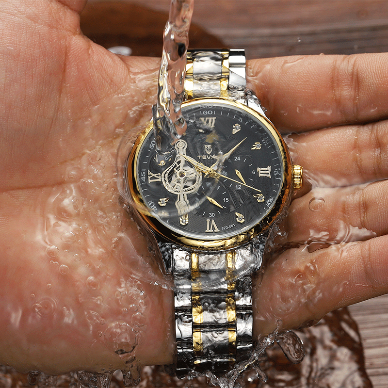 TEVISE Designer Watch Stainless Steel Strap Business Waterproof Automatic Mechanical Mens Watch T053-820-001