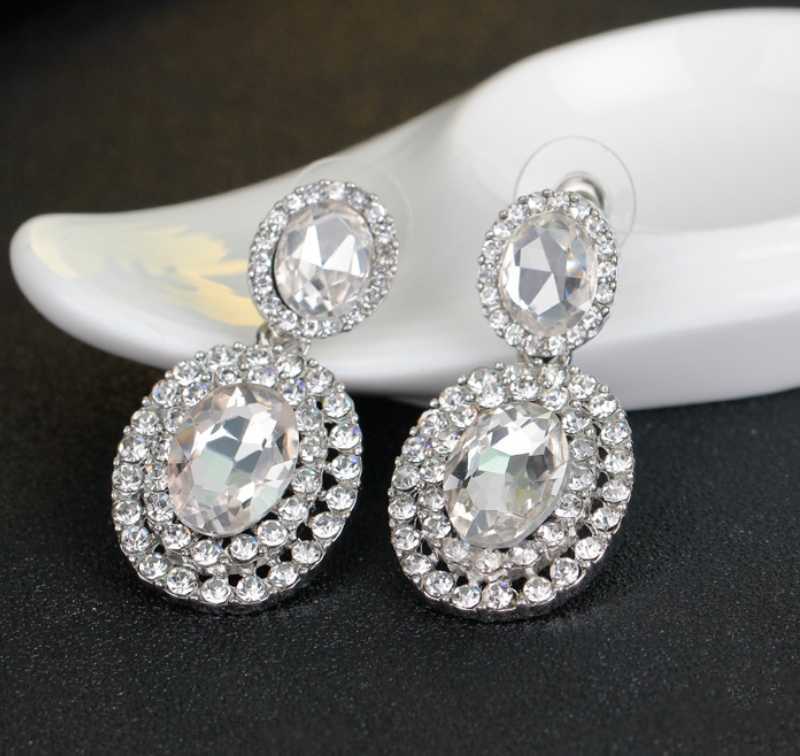 Women crystal earrings and jewelry Fashion Retro Womens Jewelry Crystal Rhinestone Large Drop Earrings