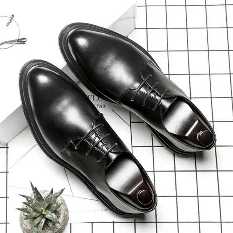 Men Oxfords Shoes Male Formal Shoes Patent leather Men Brogues Shoes Lace-Up Bullock Business Dress LK-28XJ250113