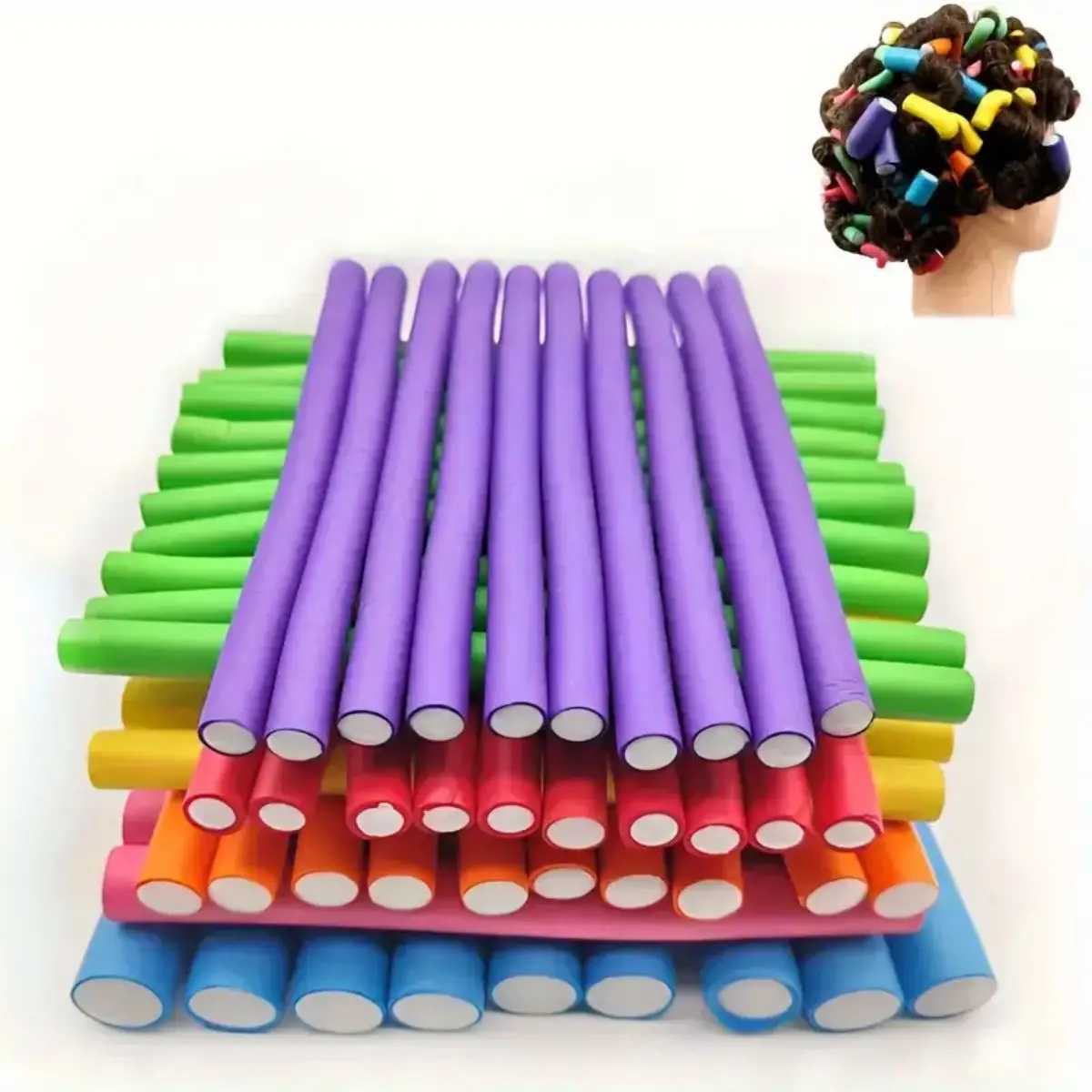 10 piece flexible heatless curler - curling stick for DIY soft foam curling - hair styling tools - normal hair type W250113