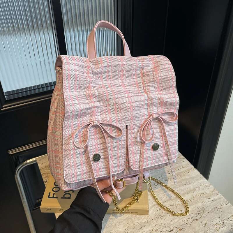 Hot Selg High-Quality Drawstring Pleated Chain PU Women's Backpack 2025 New Fashion Trend Buckle Zipper