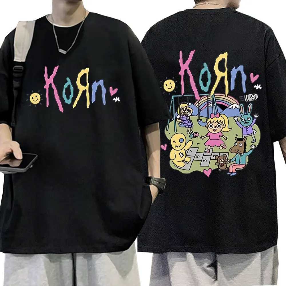 Korn Cartoon Rock Band Music Album T Shirt Mens 90s Vintage Metal Gothic Oversized T-shirt Streetwear Short Sleeve T Shirts X2501131