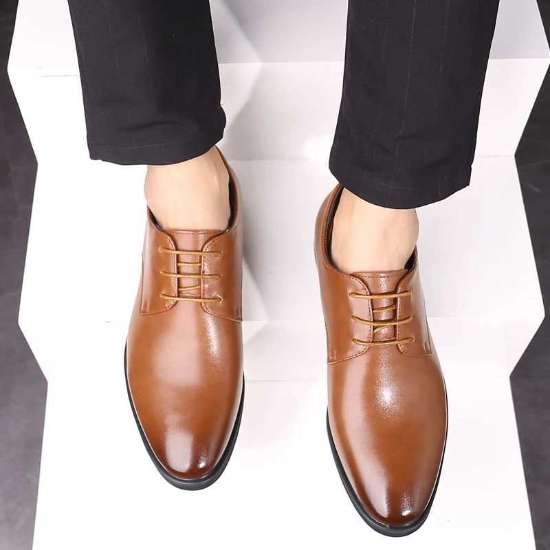2023 Newly Mens Cowhide Leather Shoes Size 37-43 6CM Increasing Britis Leather Office Shoes Man Height Leather ShoesXJ250113