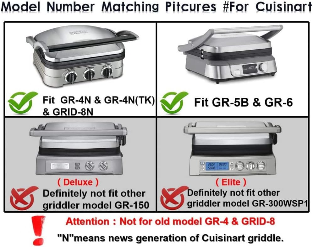 new Cuisinart Griddler Waffle Plates Only for GR-4N, GR-5B, GR-6 and GRID-8N Series, Nonstick Coating Baking Waffle Plates