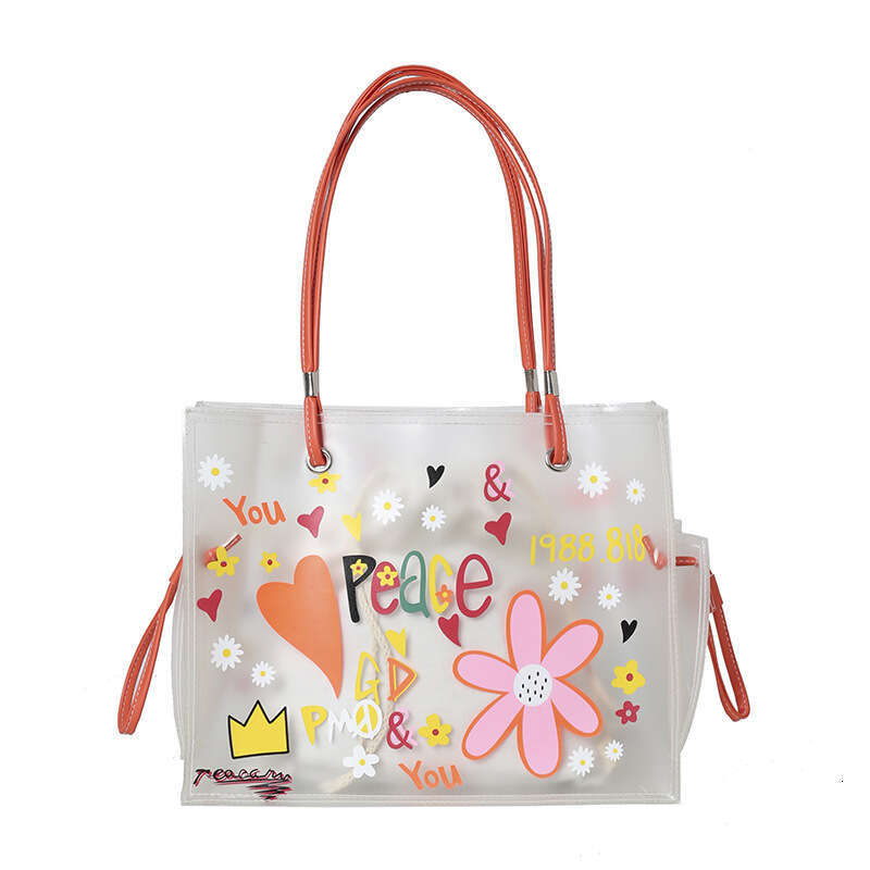 Transparent Jelly Women's Large Capacity 2024 New Street Trend Fashion Handheld Shoulder Tote Bag