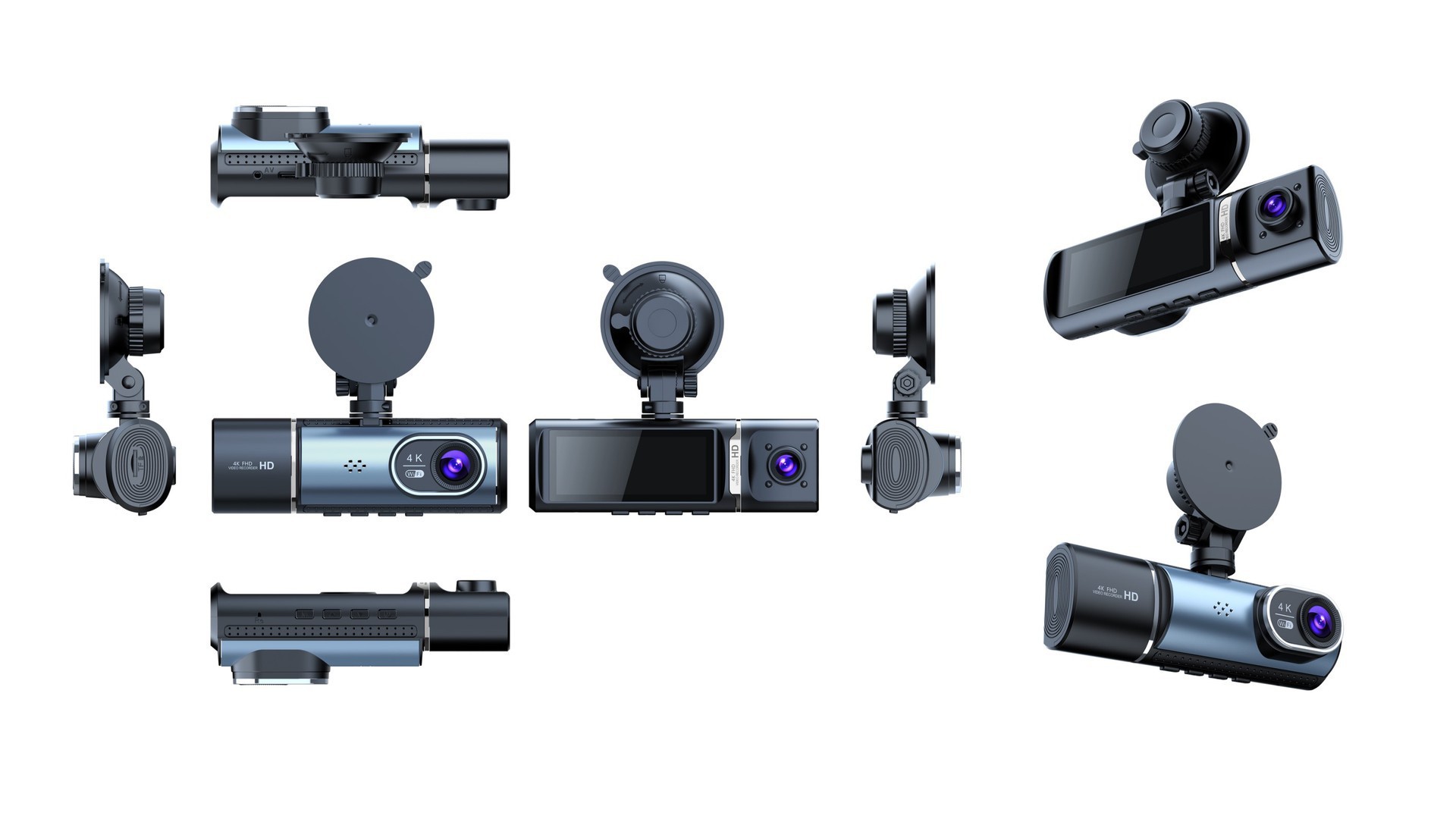 3 Lens Dash Camera Car DVR Cameras Mini Hidden Video Recorder Front and Rear View Vehicle Cabin Dash Cam Recording 4K WIFI D55