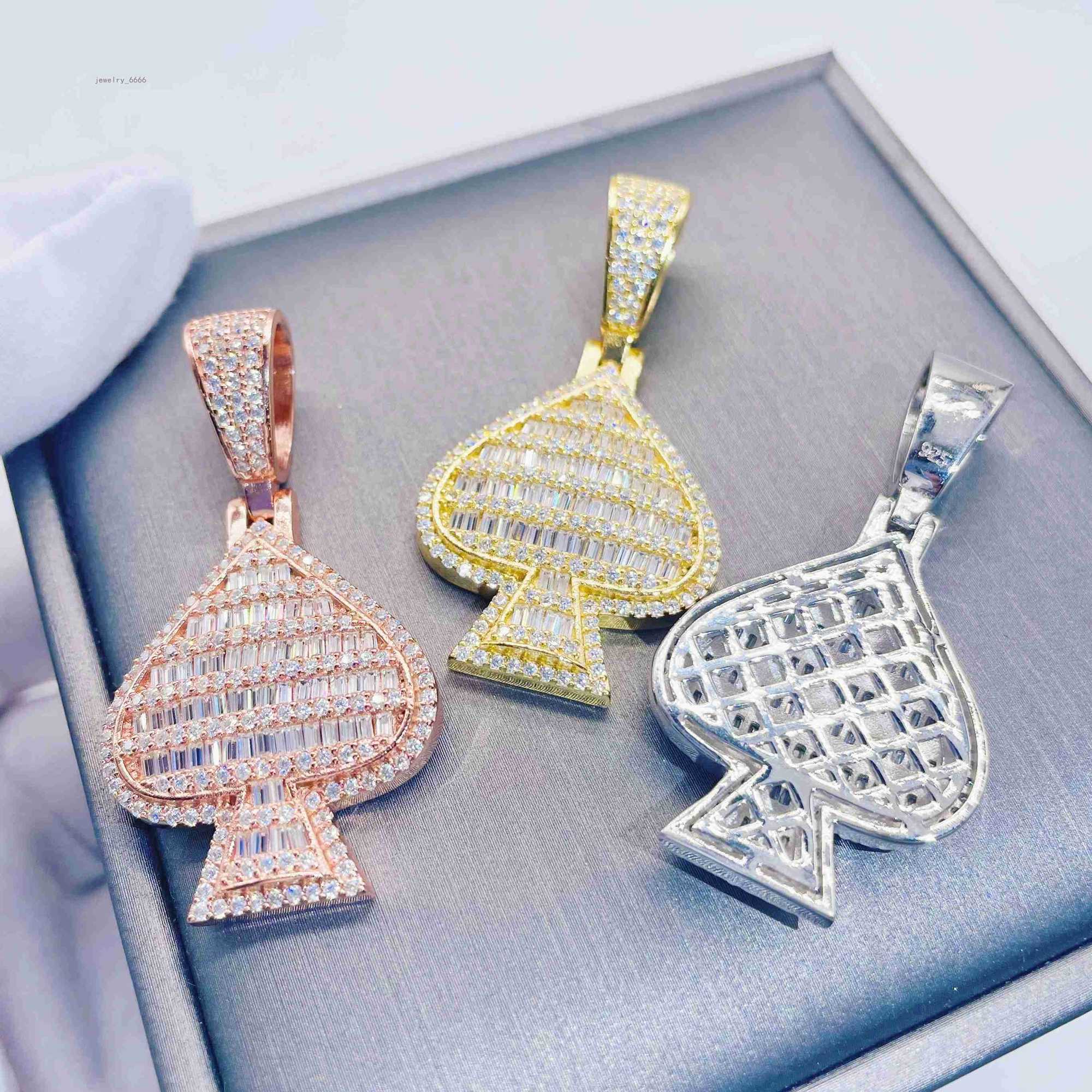 Iced out Jewelry Fashion hip hop Spade design custom Gold Sier Plated pendant VVS Moissanite Pendant