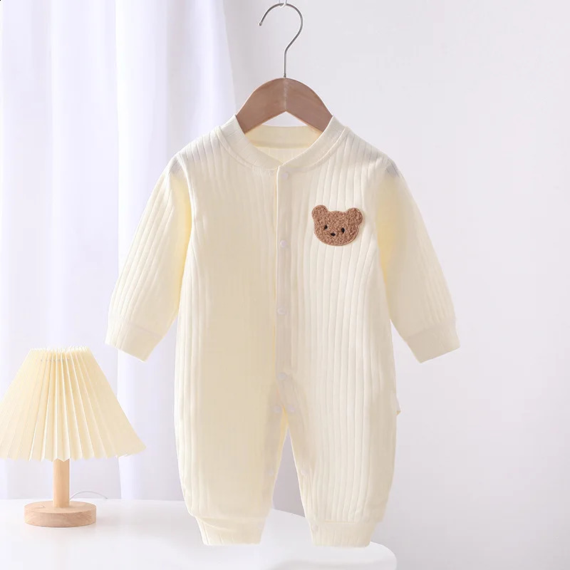 Baby Rompers for Boys Girls born Bodysuit One Piece Solid Color 100 Cotton 0-24M Long Sleeve Loungewear Outfit 250113