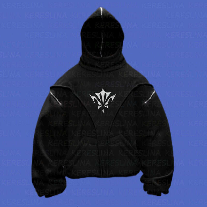 2024 Autumn/Winter Trendy Brand Hooded Hoodie with Face Covering and Warmth y2k High Street Loose Double Hat Top
