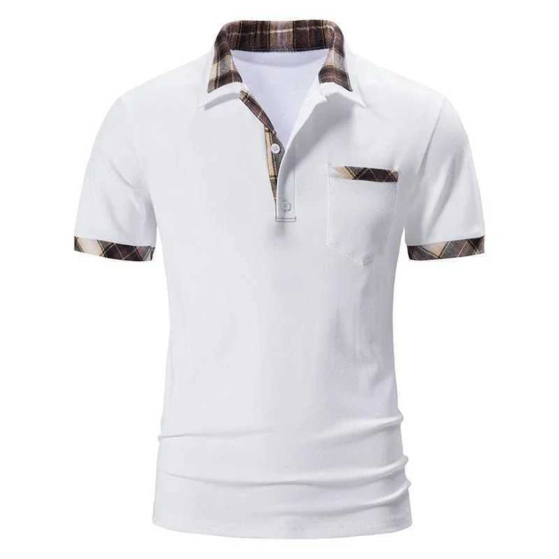 High Quality Summer mens slim fit short sleeved business casual polo shirt mens sports lapel golf polo shirt pocket splicing sports polo shirt T250113