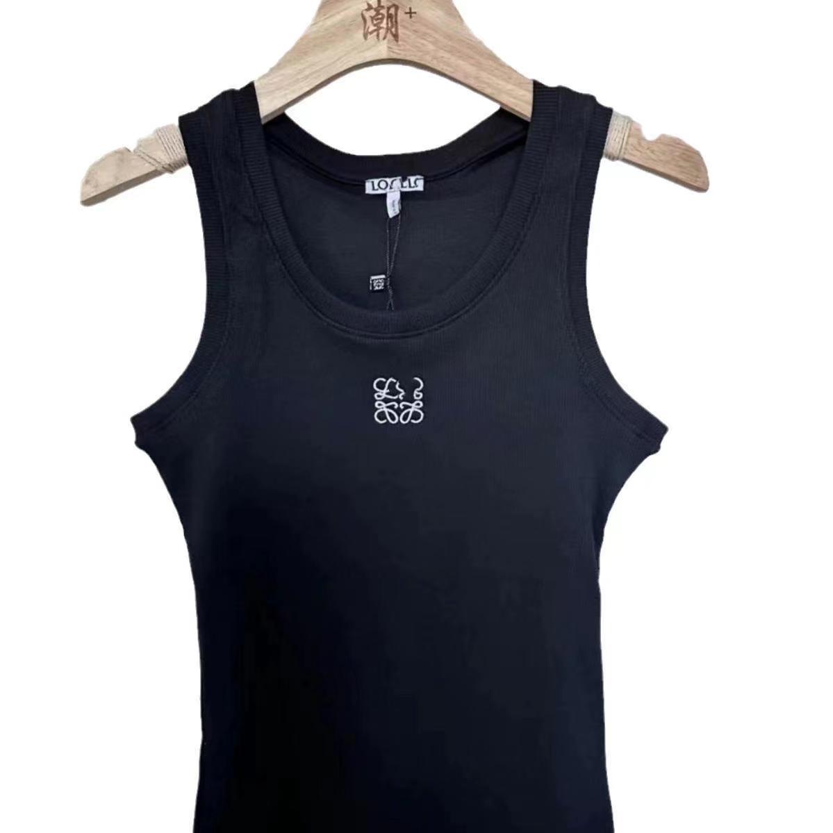 loewetopswomen Tanks Top Summer Tanks New L Home Style Thread Embroidery LOGO Comfortable Breathable Street Casual Versatile Sexy Vest Tees Suspender Camis Tops