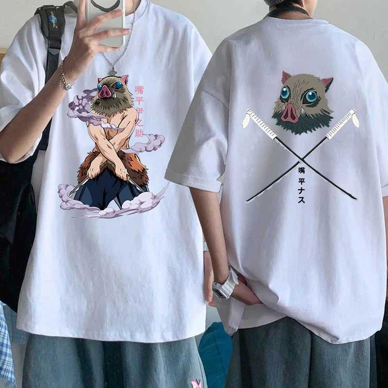 New Hot Anime Hashibira Inosuke Printed T-shirts Women Men Fashion Casual Loose Round Neck Creative Personalized T-shirts X250113