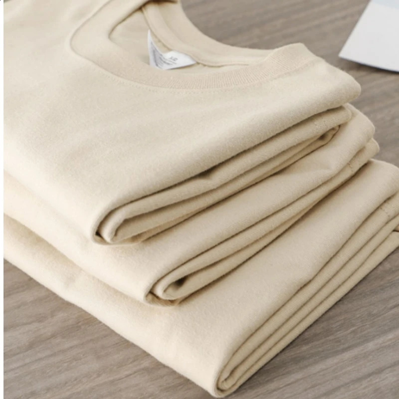 Heavyweight Men T Shirt 270gsm Oversized Summer Short Sleeve Round Neck Loose Tee 100% Cotton Plain Top Casual Mens Clothing 250113