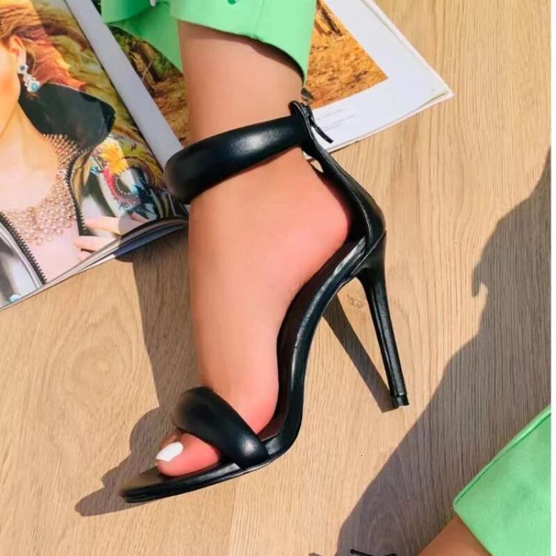 2023 Concise Style One-Strap Sandals For Girls Women Sexy Stiletto Heel Back Zip Cover Heels Summer Sandalias Gold