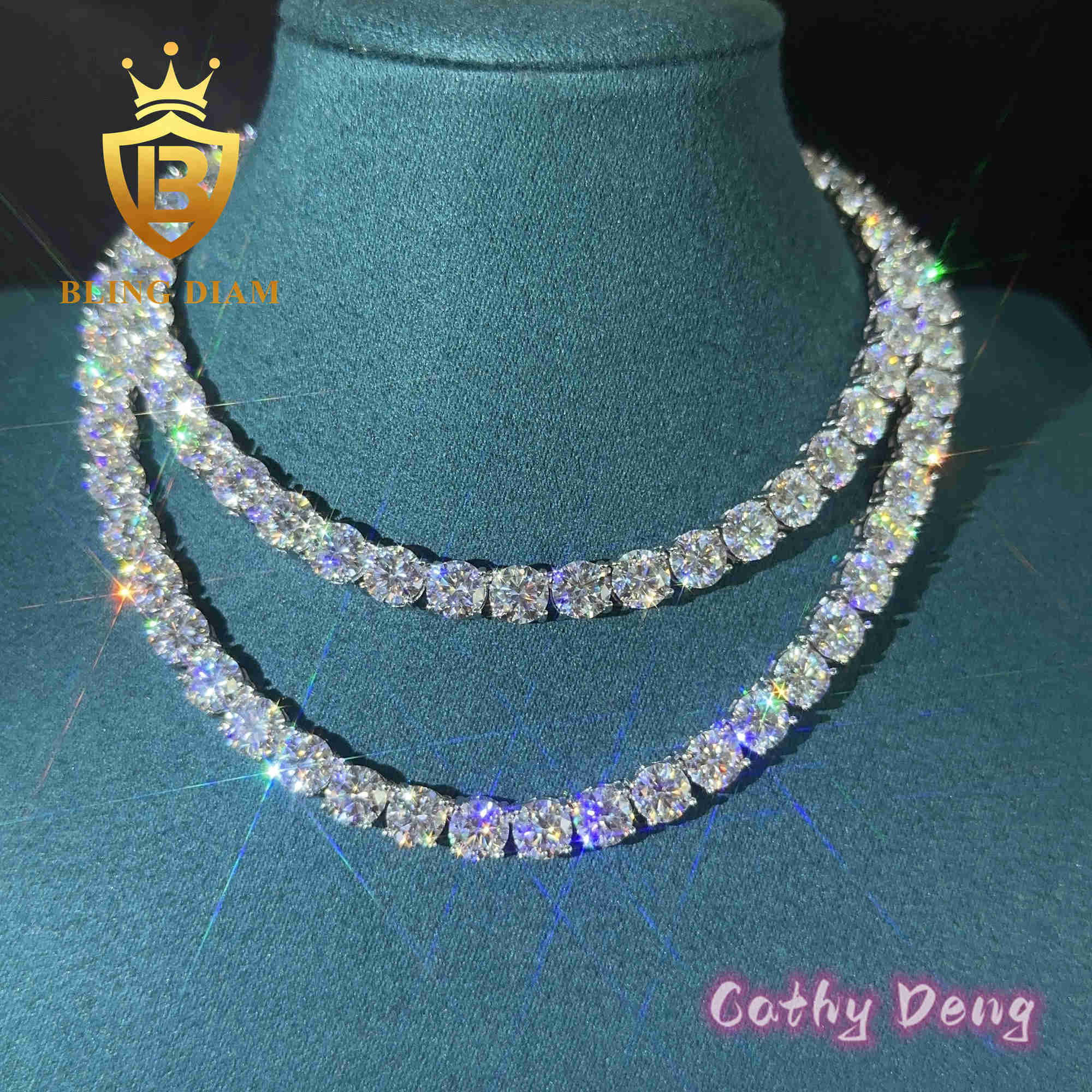 Wholesale 18k Gold Plated Hip hop Jewelry 8mm Ice out s925 VVS Moissanite Tennis Chain Necklace Bracelet for Men Women