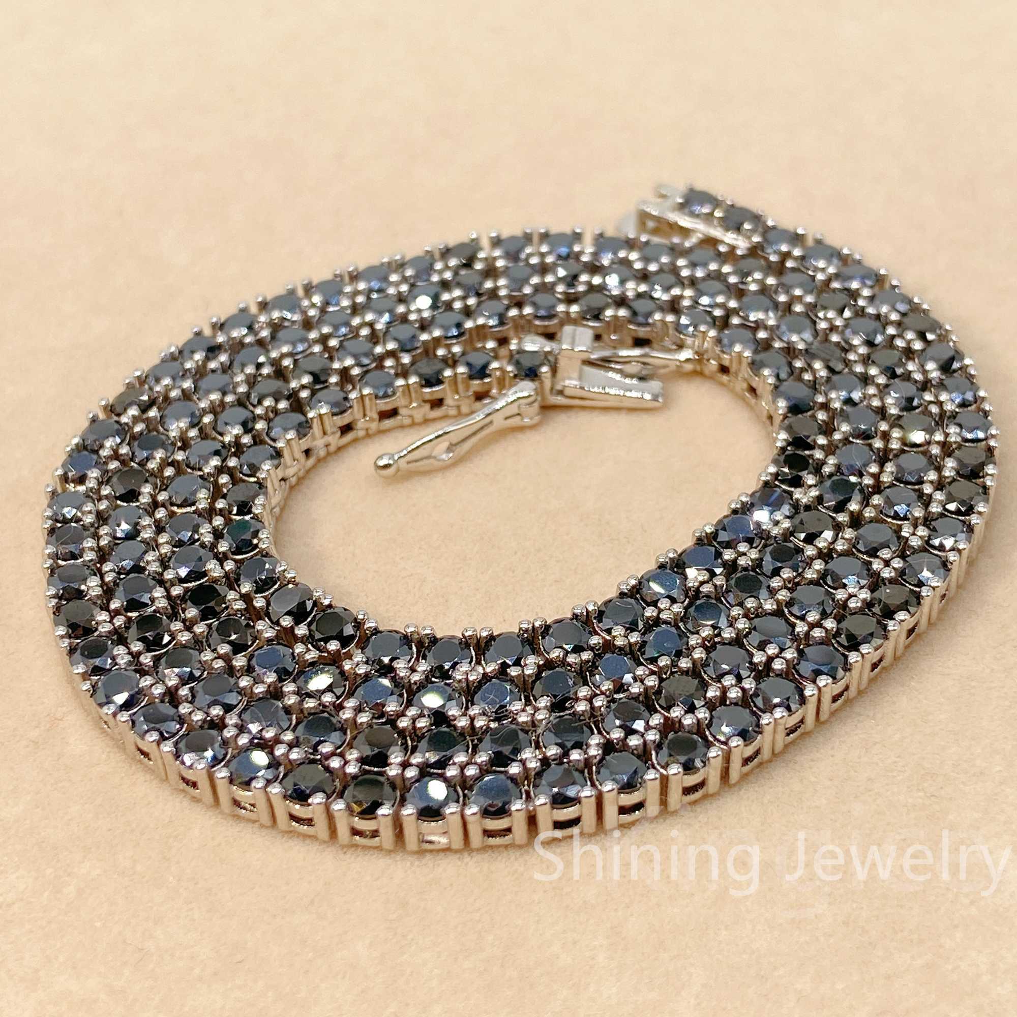 4mm black diamond body chain sterling silver 925 vvs black moissanite tennis chain