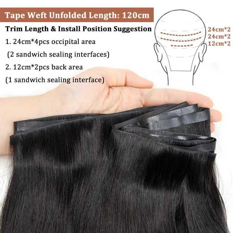 Invisible long tape PU webbing human hair bundle truly natural hair seamless and glue free injection tape hair extension thick end W250113