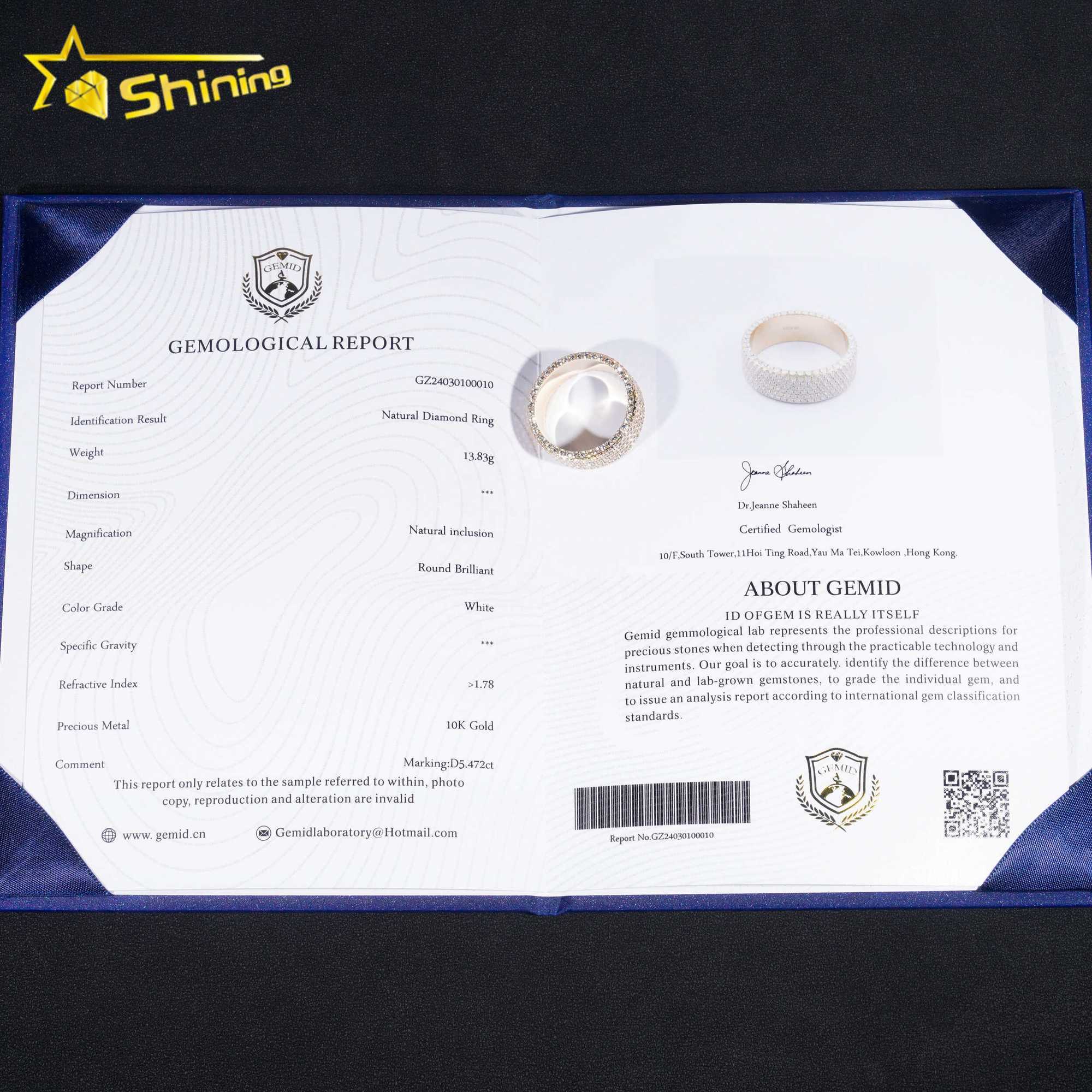 Custom Hip Hop Fine Jewelry Brilliant Real Lab Grown Natural Diamond 10K 14K 18K Gold Engagement Band Full Eternity Ring For Men