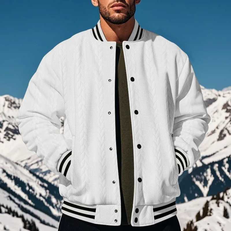 New Design Spring And Autumn Fashion Mens Solid Color Jacquard Baseball Jacket Casual Wear Button Loose Comfortable Cardigan To X250113