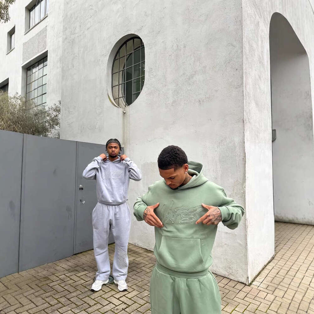 American Y2K street niche hip-hop style with personalized and creative letter print pullover hoodie set