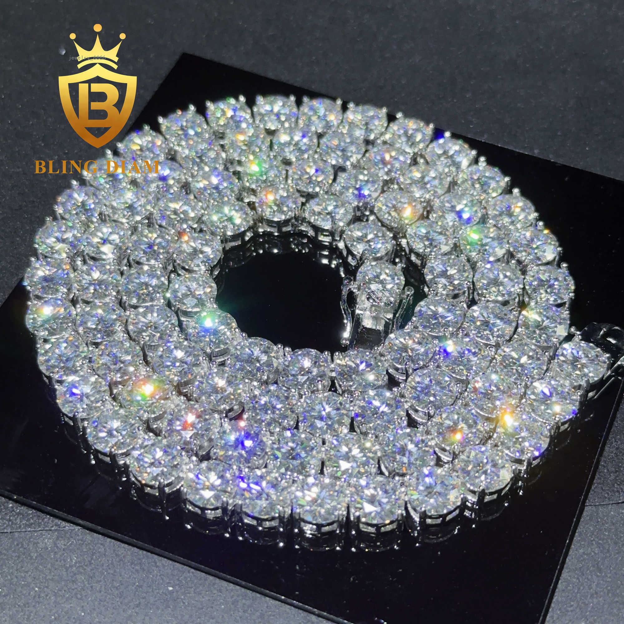 Wholesale 18k Gold Plated Hip hop Jewelry 8mm Ice out s925 VVS Moissanite Tennis Chain Necklace Bracelet for Men Women