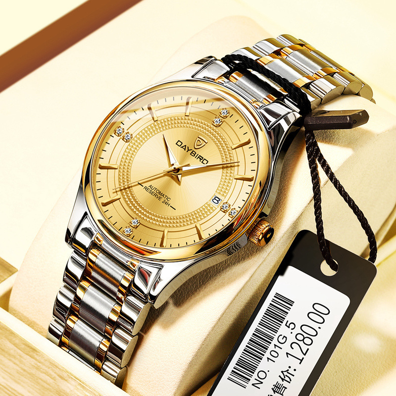 Luxury Men's Business Watch with Skeleton Design and Waterproof Steel Band