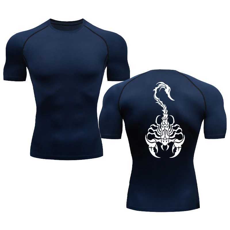 Men Scorpion Pattern Print Running Compression Short sleeve tight-fitting Sport T-shirt Gym Fitness Male Jogging Tracksuit Tops X250113