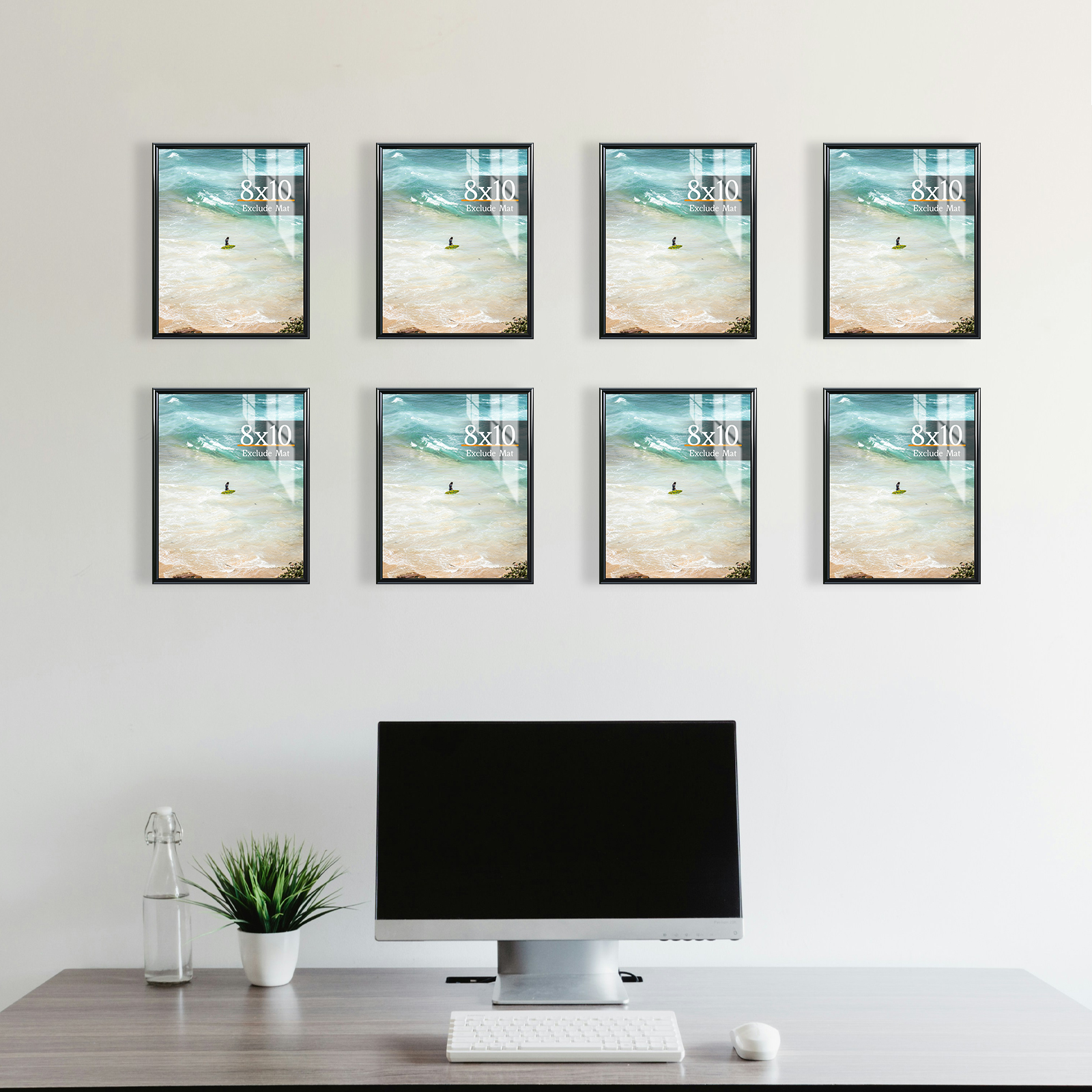 1pc 8x10 Bright Black PVC Picture Frame, Narrow-Edge Photo Frames For Wall, Horizontal Or Vertical Hanging, Available In 1/3pcs H260306