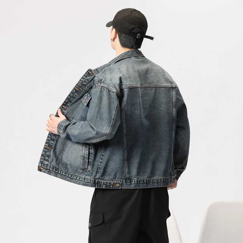 Autumn Winter New Mens Vintage Washed Denim Jacket Fashion Street Dilapidated Tooling Coat Motorcycle Male Jean Jackets 5XL X250113