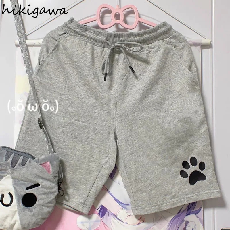 Summer Shorts for Women Japanese Fashion Y2k Pants Pantalones Cortos De Mujer Elastic Waist Bandage Casual Cute 250107