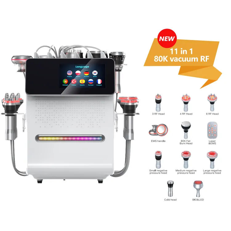 11 in 1 Portable 80K Cavitation RF EMS Lipolaser Slimming Machine Skin Tightening Body Massage Fat Burning Instrument Ultrasonic Cellulite Removal Mac