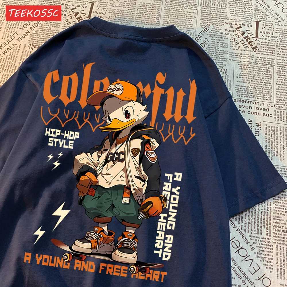 Handsome And Cool Duck Pattern Printing T-Shirt Cotton Fashion T-Shirt WomenS Trendy Cool Clothes Breathable Cartoon Tees X250113