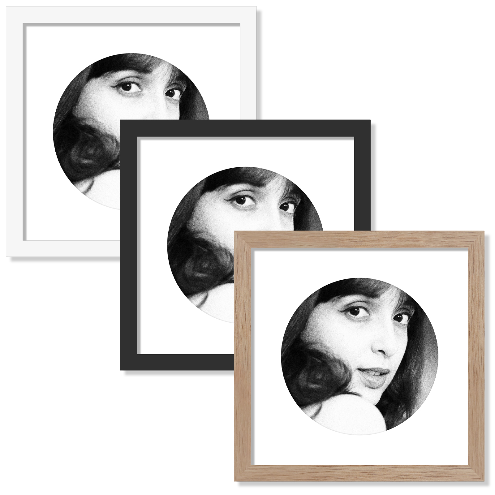 1/3pcs Picture Frame, Display 6 -Round With Mat or 8x8 Without Mat, Multi Collage Gallery Square Photo Frame For Wall H260306