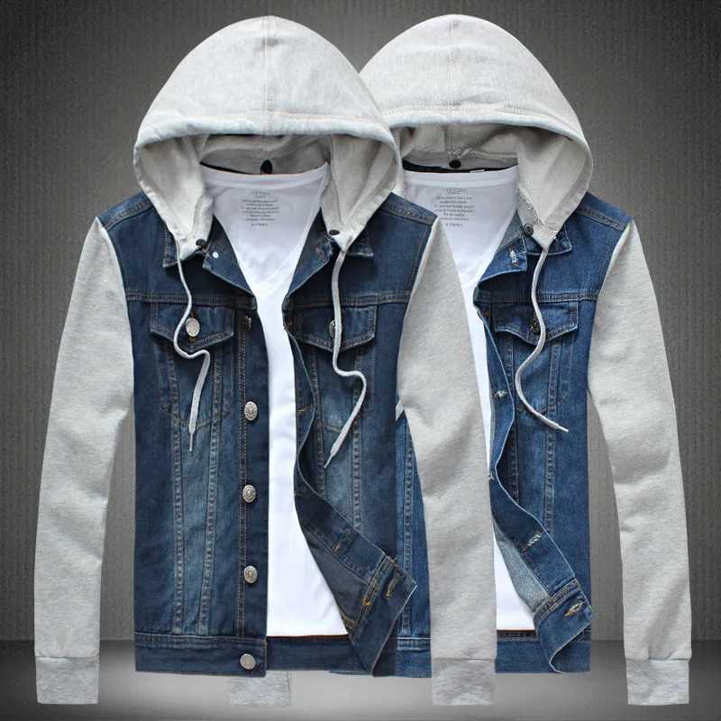 Mens casual denim jacket hooded jacket trendy and personalized simple mens jacket loose size fashionable denim top X250113