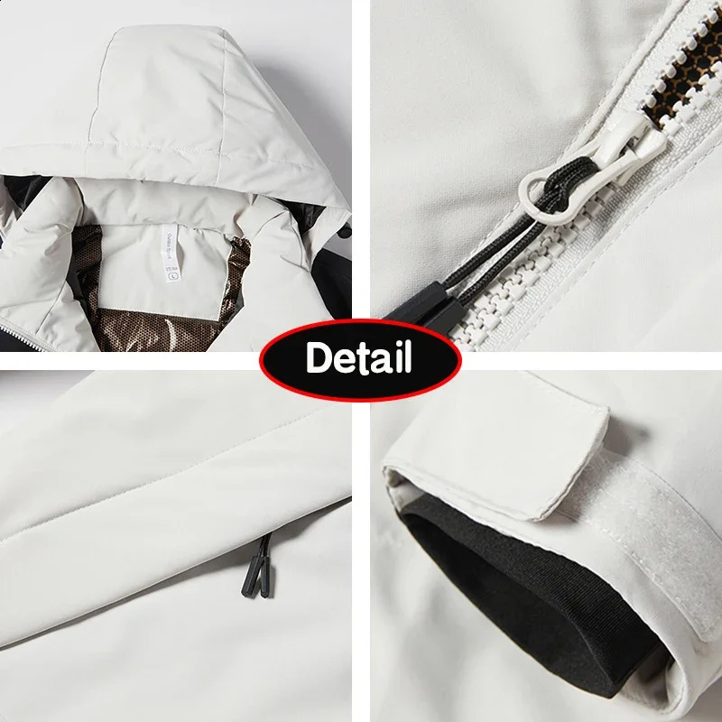 2024 Winter Men Fleece Warm Solid Zipper Detachable Hooded Parka Jacket Outdoor Windproof Casual Fashion Male Coat 250107