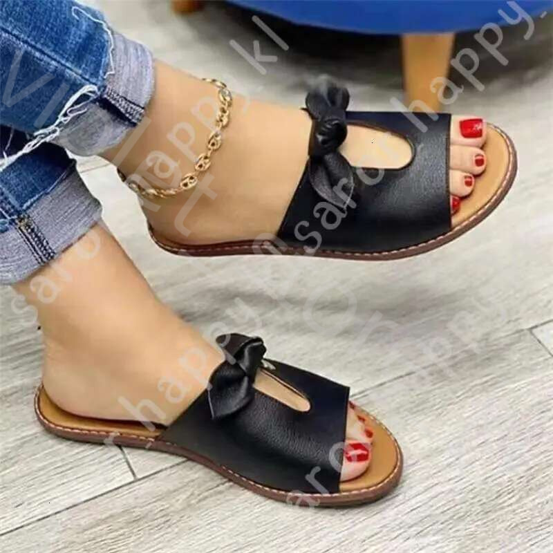 Designer Sandal Fashionable Flat Bottom Shoes For Women Sandal Famous Designer Woman Luxury Sandals Golden Bow Knot Slides Women New Pantuflas De Muje