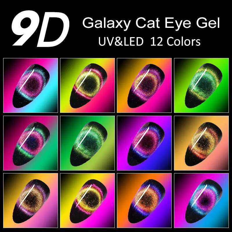 20pcs/kit New 9D Galaxy Cat Eye Set Box Venalisa Magic Glitter Nail Polish Magent Topcoat Base Coat Gel Magnetic Tool