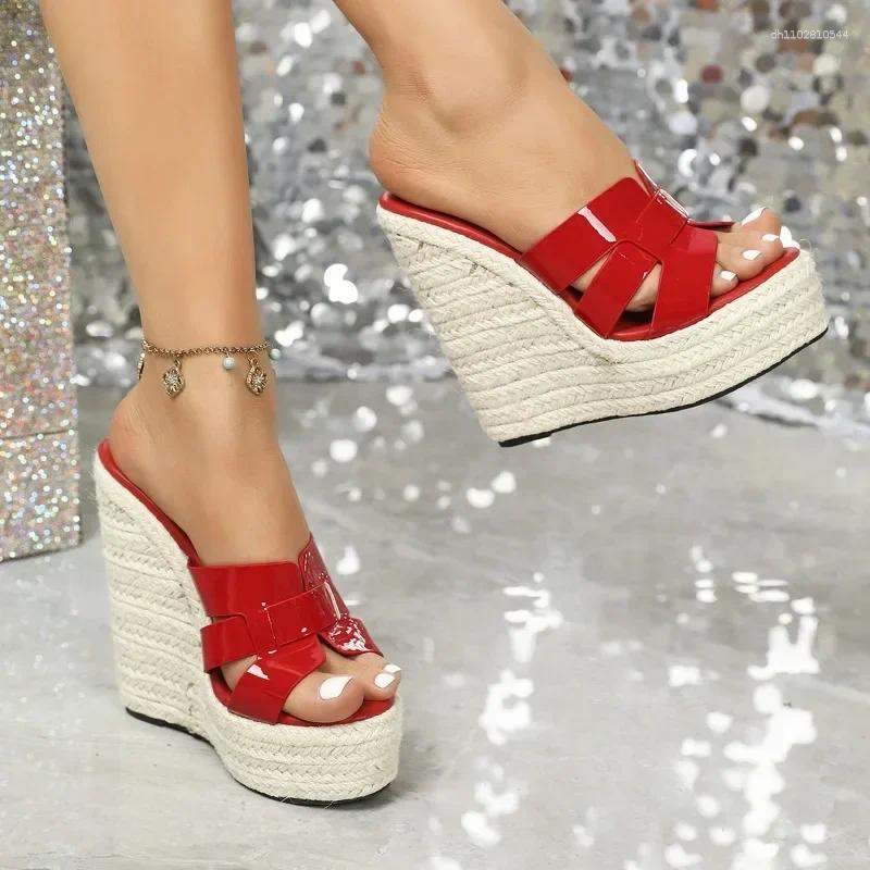 Designer Slide Sandals Womens Weave Wedge Sandals: Sexy Fish Mouth High Heel Platform Slippers for Women's Summer Casual Style ddmymoon