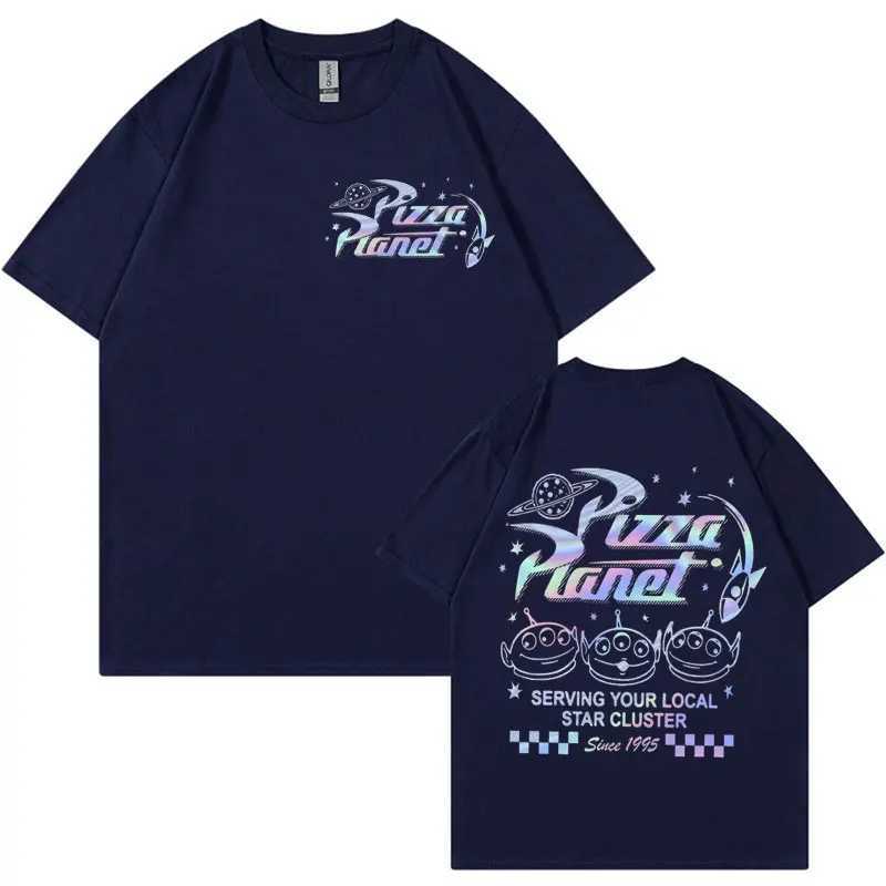 Pizza Planet Aliens Two-sided Print Tshirts Men Women Funny Meme Vintage Cartoon T-shirt Summer Casual Cute Short Sleeve T Shirt X250113