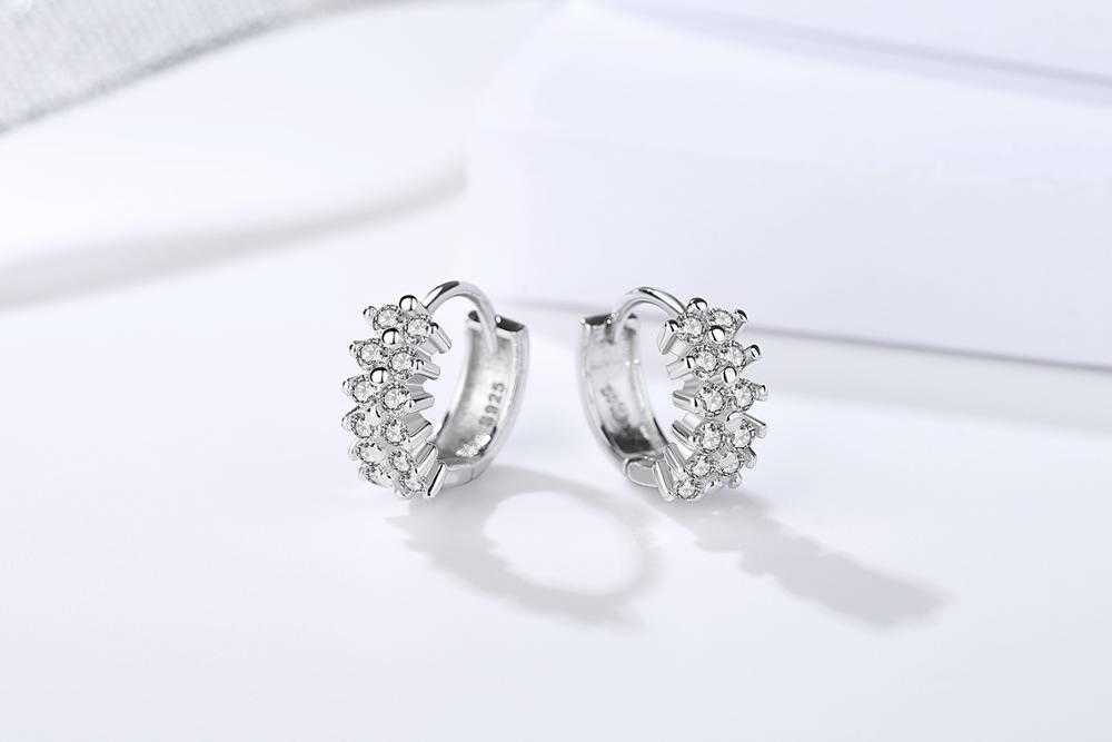 Fashion Jewelry 925 Sterling Silver Full Diamond Brilliant Zircon Micro-Insert Hoop Earrings for Women