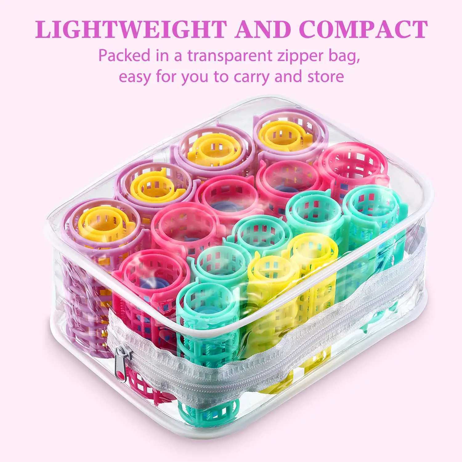 30 pieces of plastic hair curlers clipped onto a scroll for DIY hair salons and hairdressers available in 5 sizes W250113