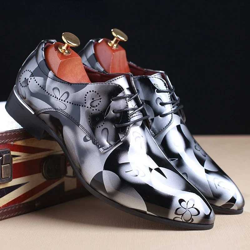 Office Floral Pattern Men Formal Leather Luxury Fi Groom Wedding Oxford Formal Shoes Men Erkek Deri Ayakkab ModelleriXJ250113