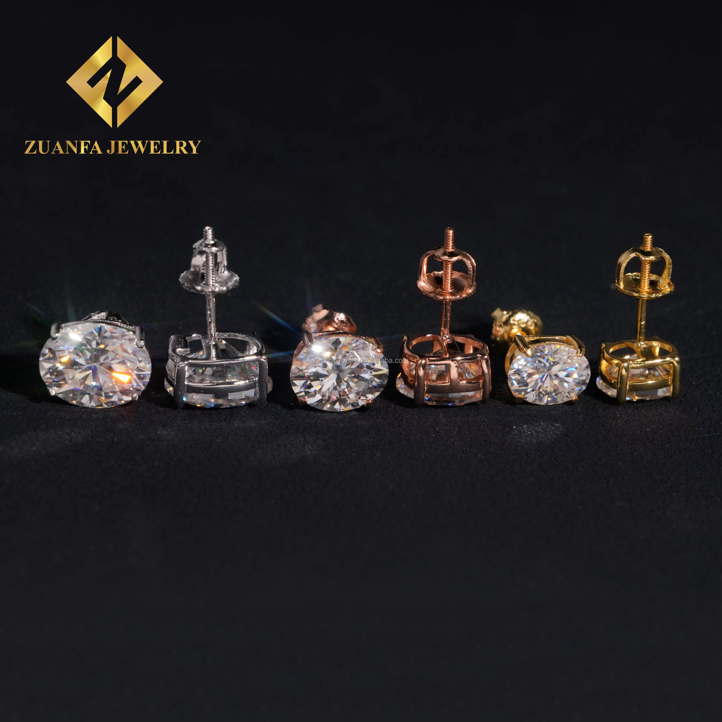 Pass Dia Tester Fashion Style Screw Back Iced Out Man Oval Crushed Brilliant Cut VVS Moissanite Hip Hop Earring