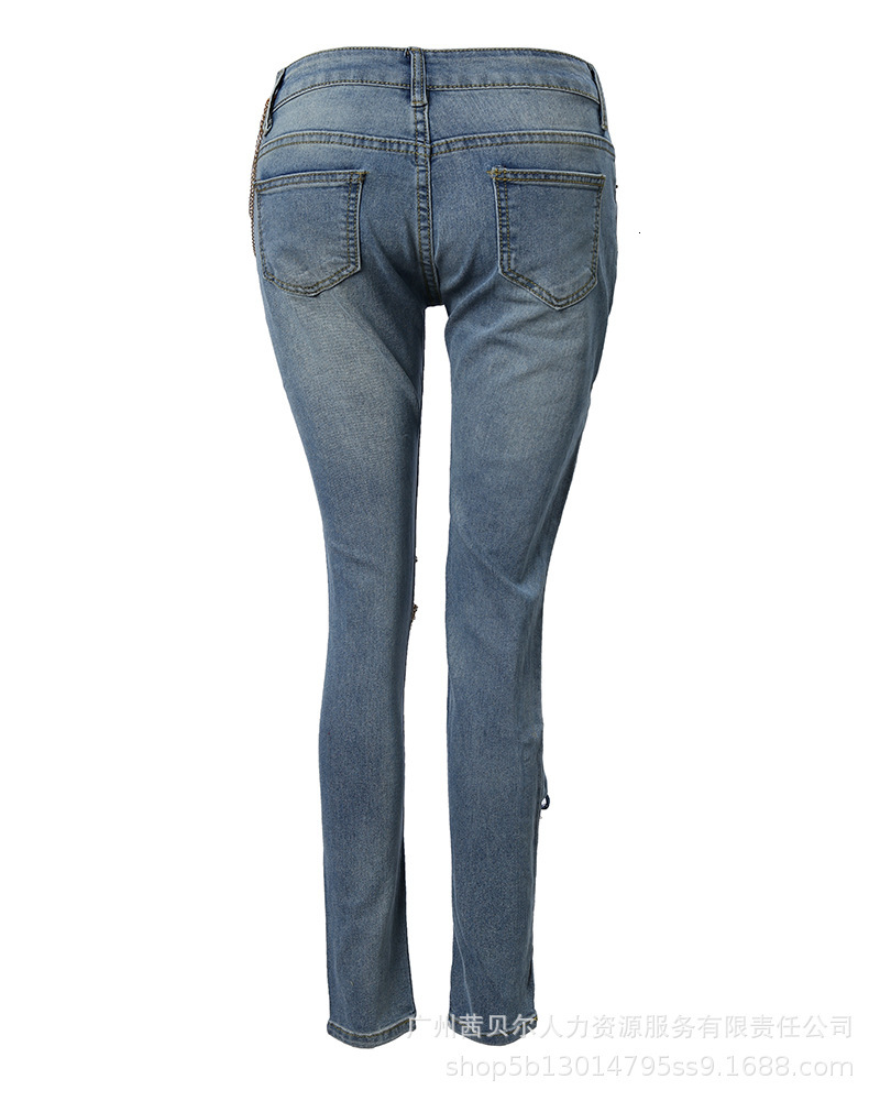 designer jeans baggy jeans womens designer 2025 european and american exaggerated big hole jeans women's small leg pants elastic and hot 4ea