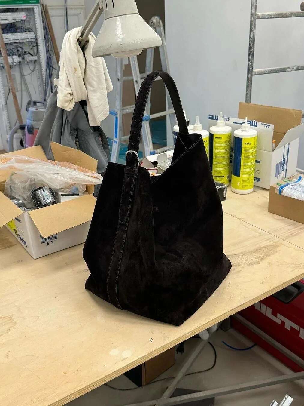 FIRMRANCH Retro Large Capacity High-End Texture Urious Frosted Suede Women's Shoulder Bag Commuting Tote Cowhide Bucket Pouch