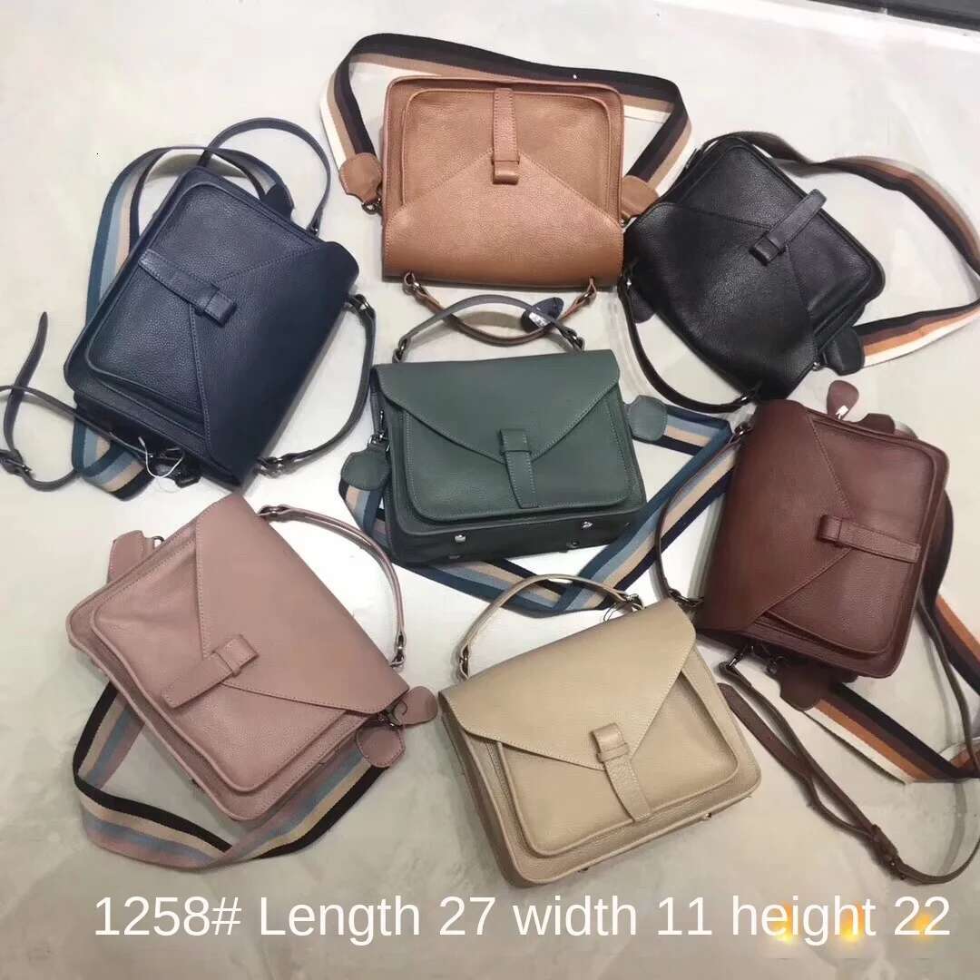 Women's retro temperament first layer cowhide college style simple shoulder crossbody handbag